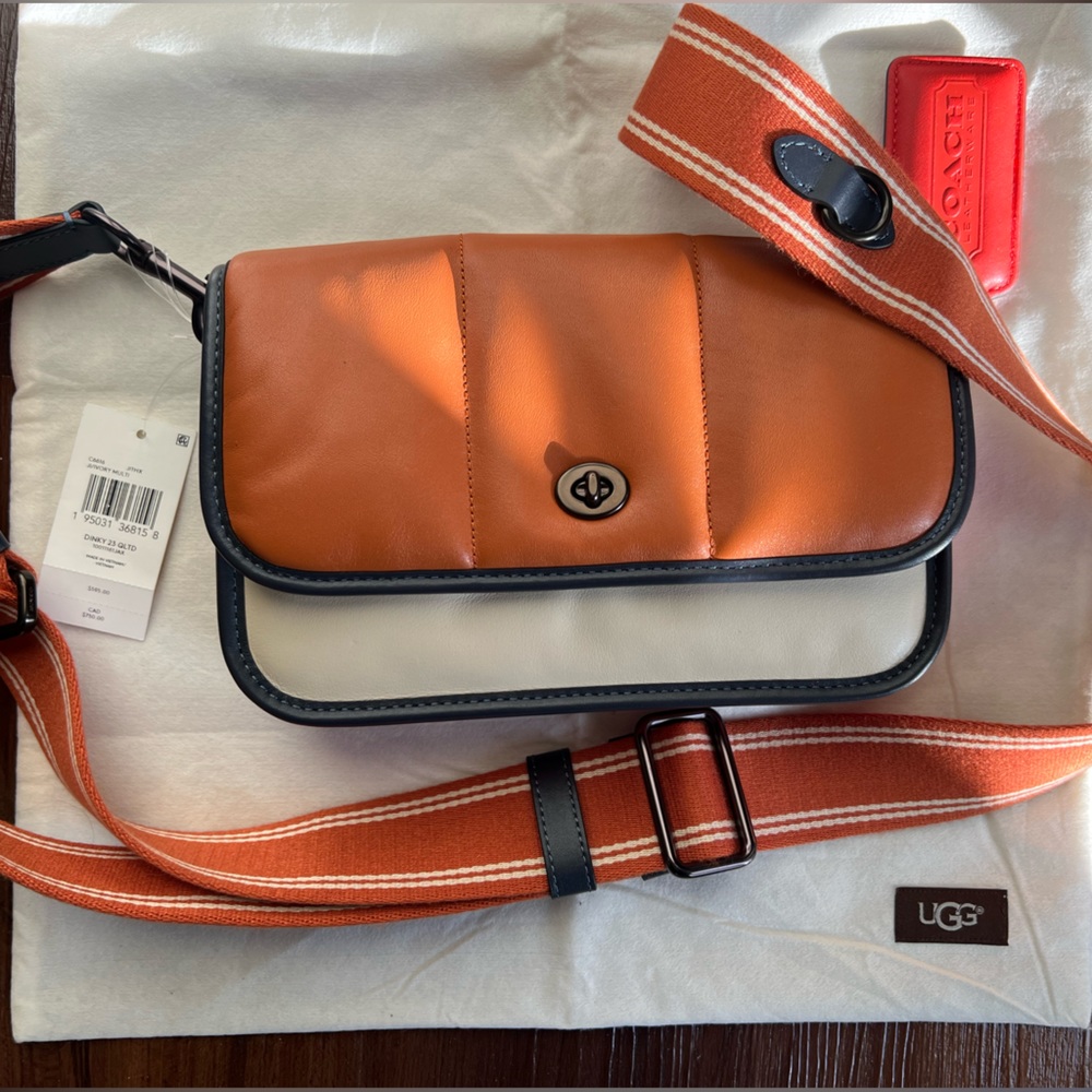 COACH LIMITED EDITION Quilted Dinky 23 Ivory/Orange/Navy